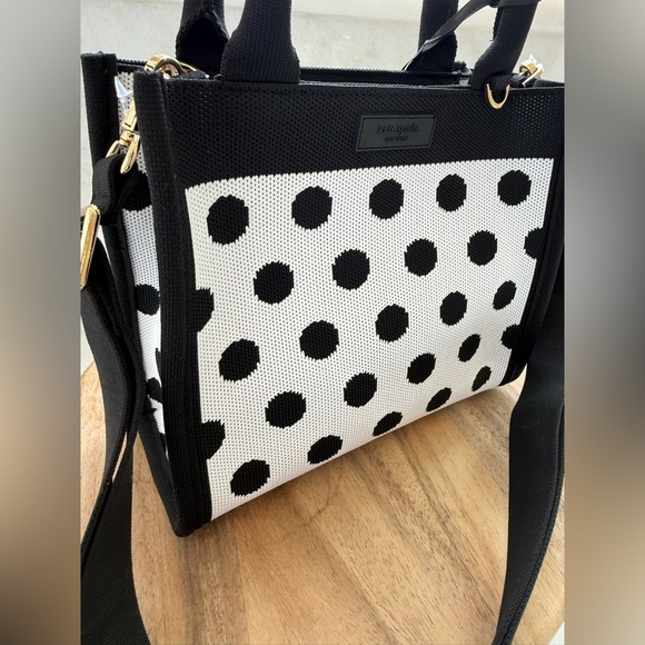 NWT • Kate Spade x Target Poka Dot Black & White Knit Crossbody Bag - Picture 14 of 16